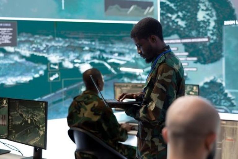 army workers strategizing